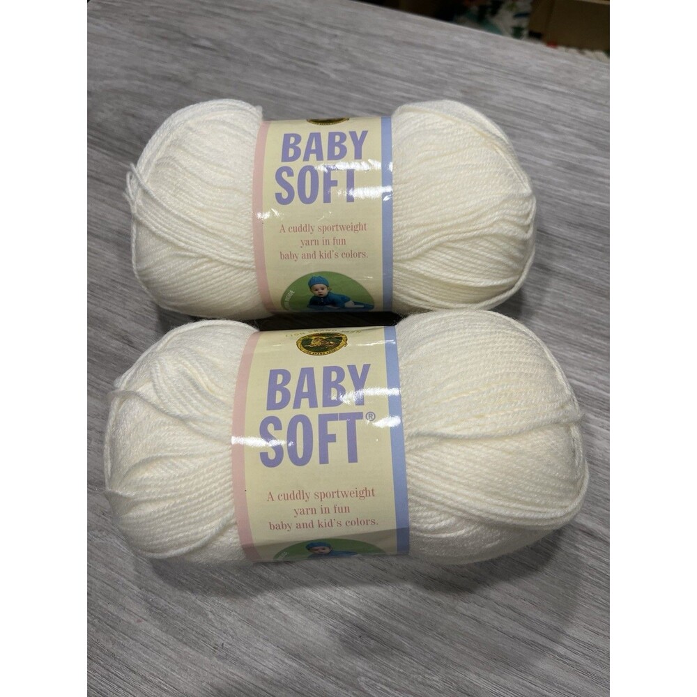 Two full skein Lion Brand Baby Soft yarn White 100